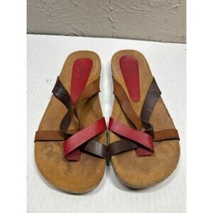 Yokono Women's Strappy Toe Ring Sandal Multicolored Leather Straps Size‎ 8
